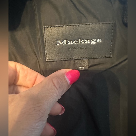 Mackage Ingrid Black Lambskin Leather Down
Parka with Fur Trim Hood. Like new - Picture 6 of 7